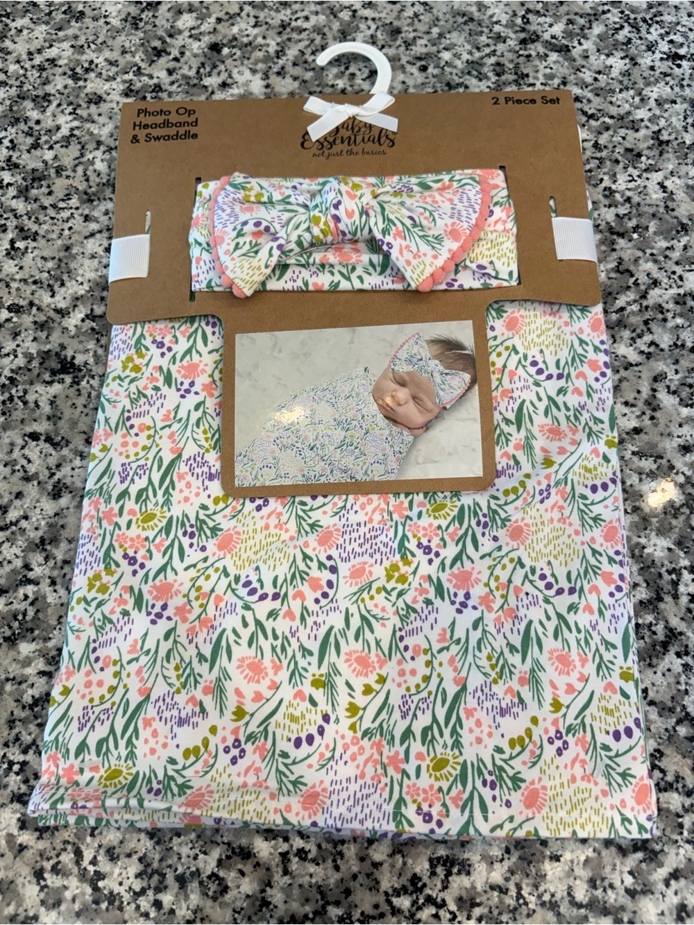Essentials Floral Swaddle & Headband Set - Pastel Pinks, Greens, Yellow